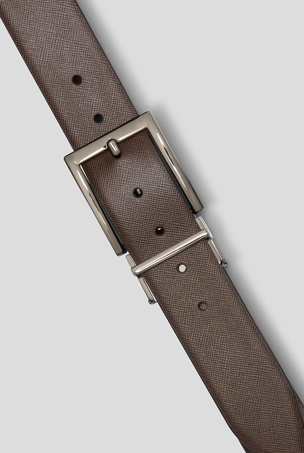 Reversible leather belt with gunmetal buckle - Pal Zileri shop online