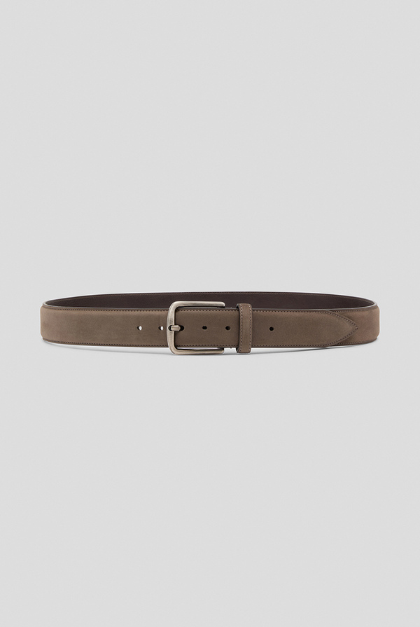 Belt in nabuk leather with gunmetal buckle - Pal Zileri shop online