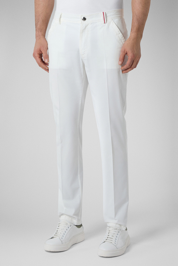 Embroidered white chino - Pal Zileri shop online