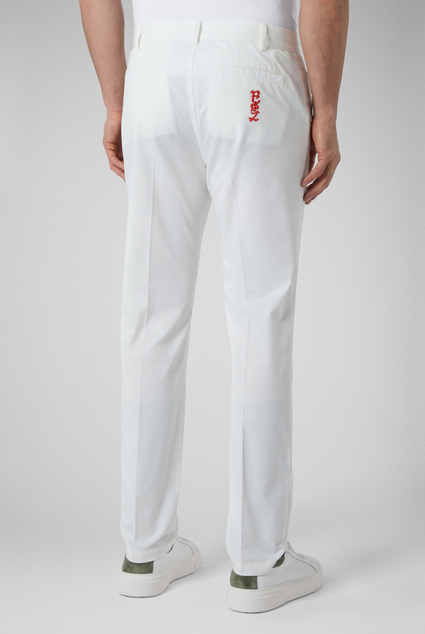 Embroidered white chino - Pal Zileri shop online