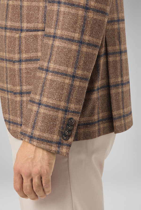 Giacca beige con motivo macro check blu navy - Pal Zileri shop online