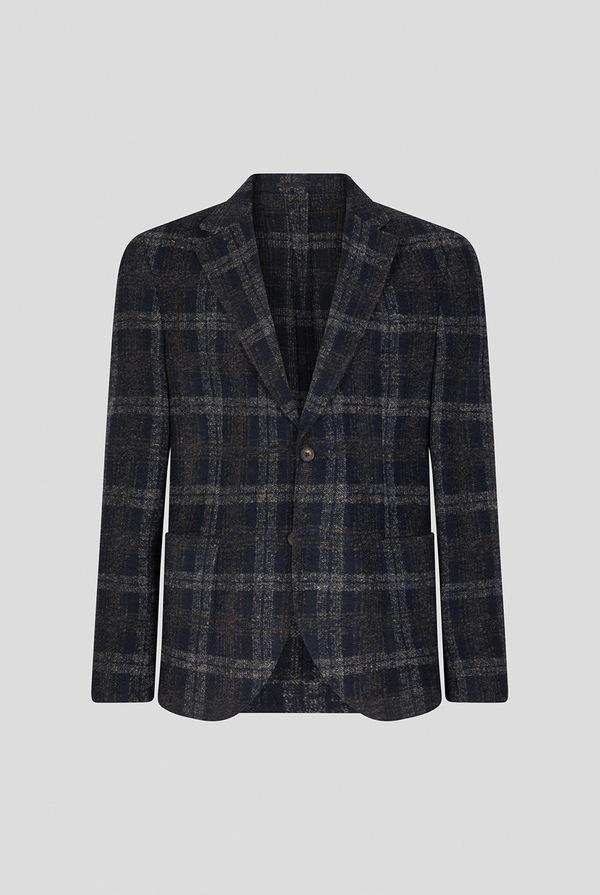 Blu navy jacket with macro check motif - Pal Zileri shop online