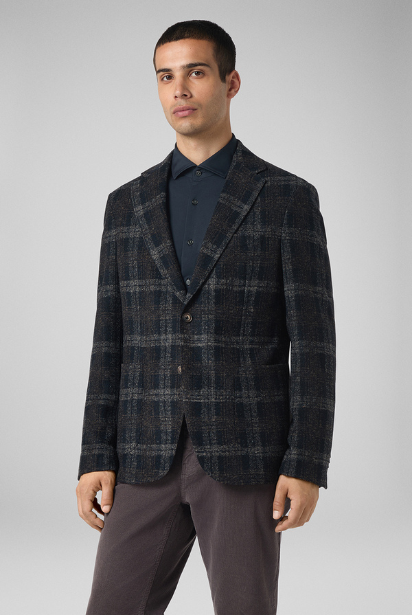 Blu navy jacket with macro check motif - Pal Zileri shop online