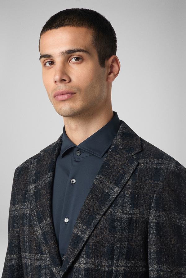 Blu navy jacket with macro check motif - Pal Zileri shop online