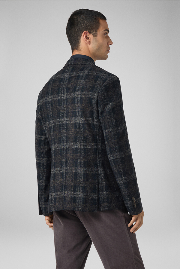 Blu navy jacket with macro check motif - Pal Zileri shop online