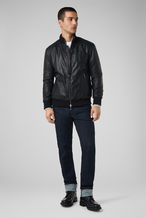 Leather bomber with stand up collar - Pal Zileri shop online