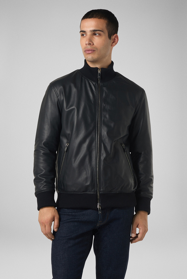 Leather bomber with stand up collar - Pal Zileri shop online