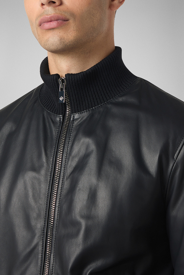 Leather bomber with stand up collar - Pal Zileri shop online