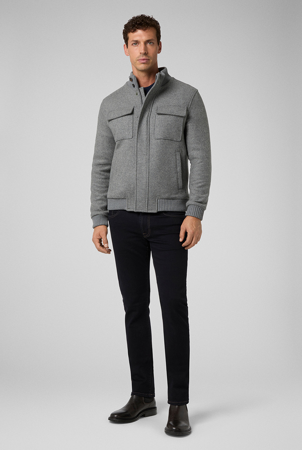 Grey blouson in pure wool with - Pal Zileri shop online