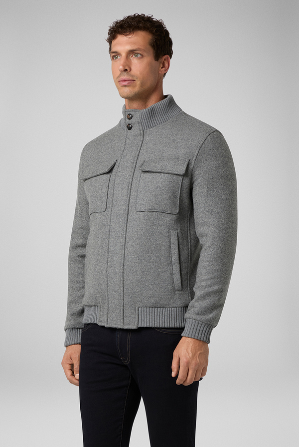 Grey blouson in pure wool with - Pal Zileri shop online