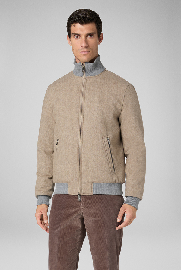 Bomber in technical wool with contrasting knitted finishes - Pal Zileri shop online