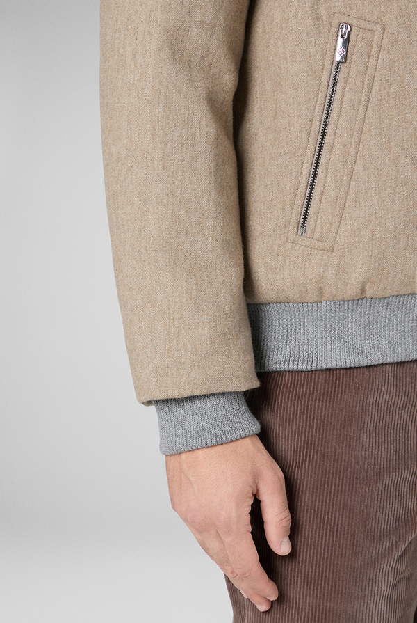 Bomber in technical wool with contrasting knitted finishes - Pal Zileri shop online