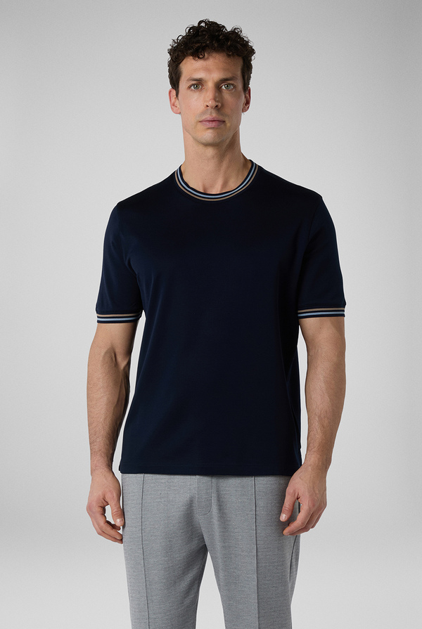 T-Shirt in cotone mercerizzato con motivo a contrasto - Pal Zileri shop online