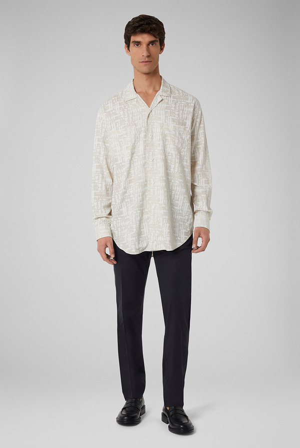 Printed overshirt in viscose and linen with pajama collar - Pal Zileri shop online