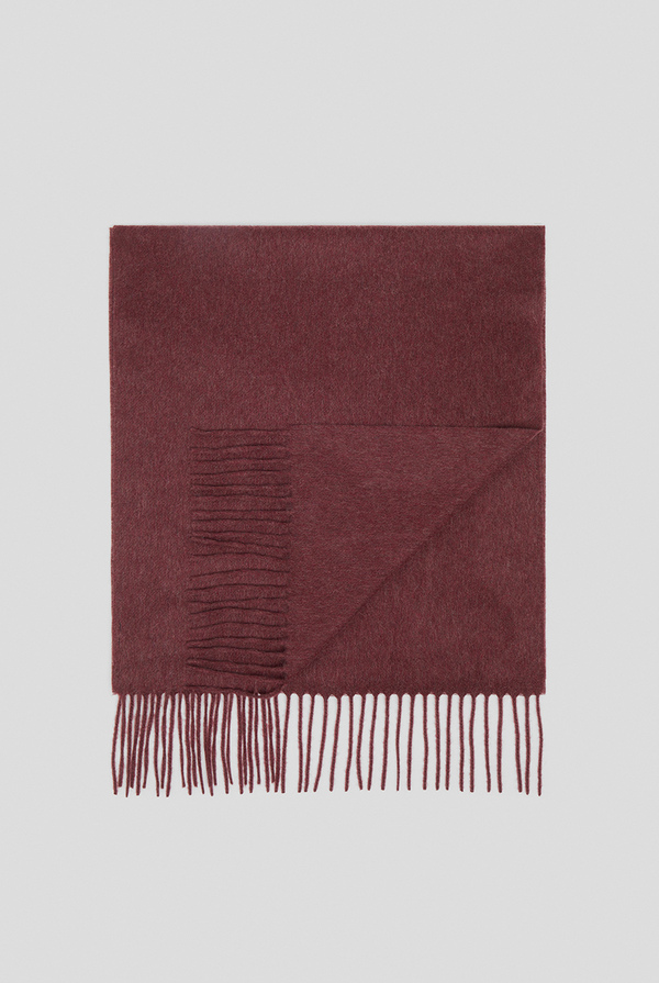 Cashmere minimal scarf in bordeaux  with fringes - Pal Zileri shop online