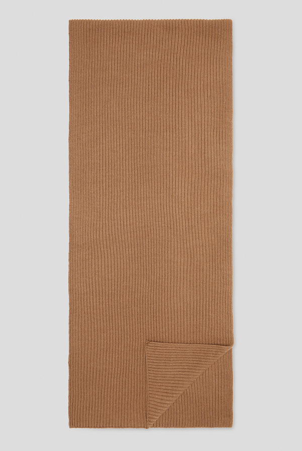 Ribbed wool scarf in brown biscuit - Pal Zileri shop online