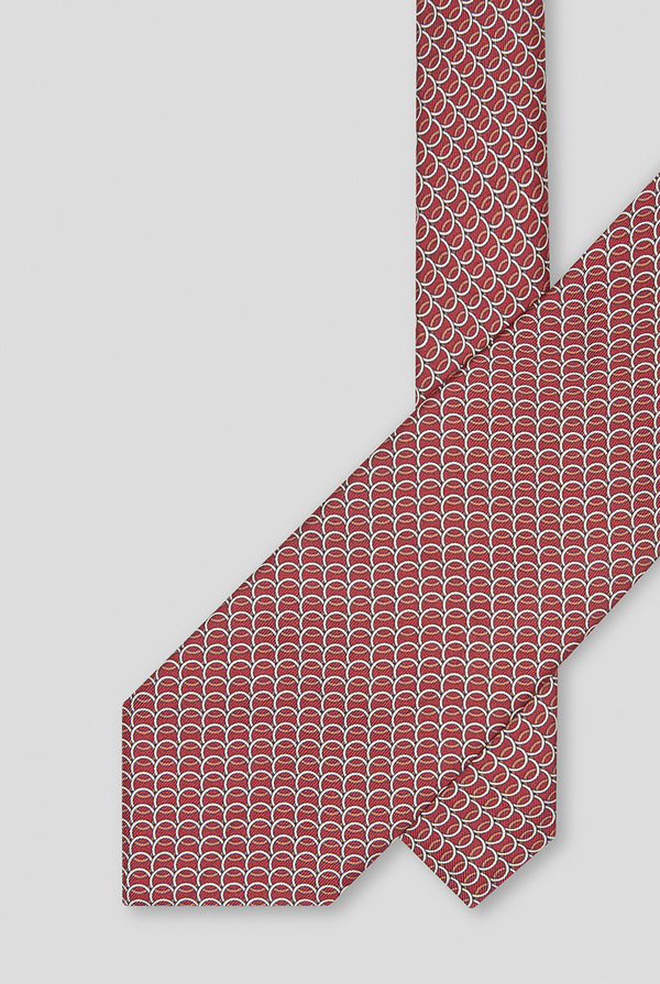 Silk tie  in bordeaux with geometric pattern - Pal Zileri shop online