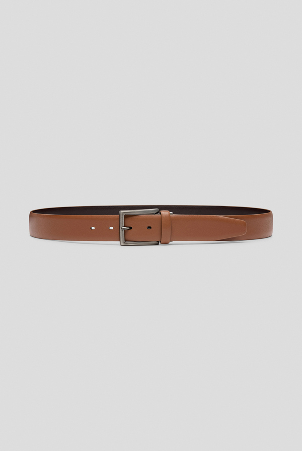 Leather belt with gunmetal buckle - Pal Zileri shop online