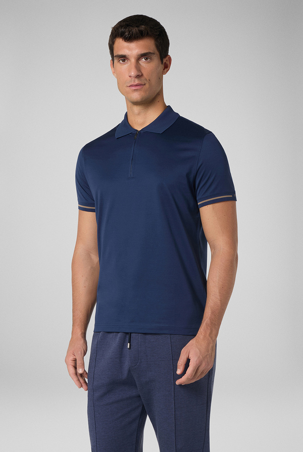 Zipped polo with embroidered logo - Pal Zileri shop online